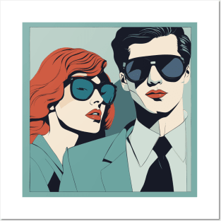 Sunnies Selfies Fashionable Frames Artful Couple Patrick Nagel Art Deco Posters and Art